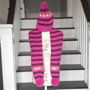 Gymboree pink striped toque hat & scarf set feat. sequins! ☂️